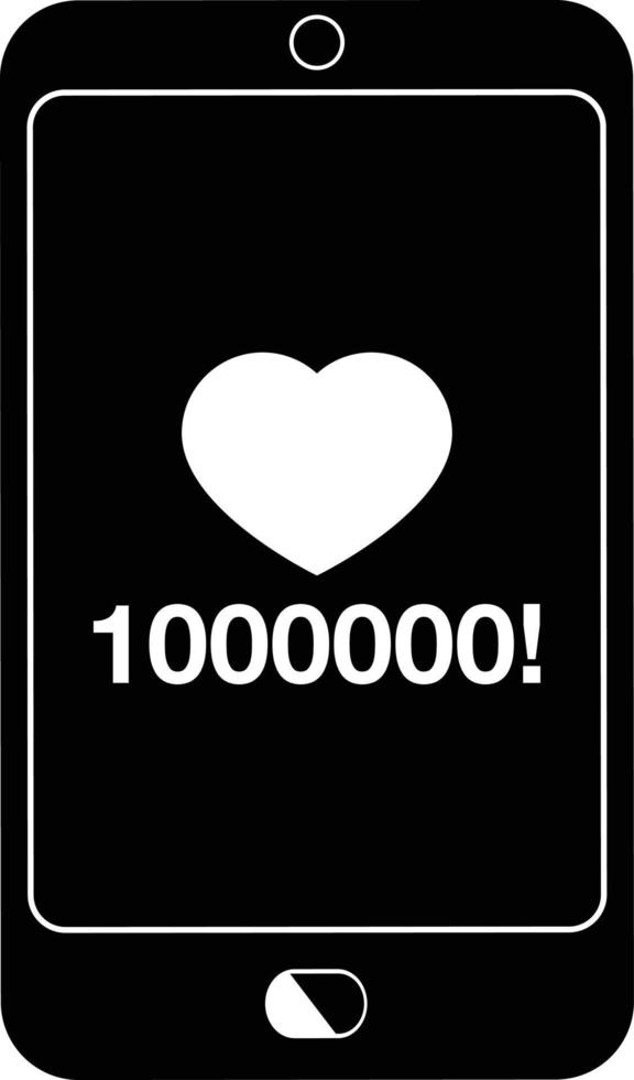 mobile phone showing 1000000 likes graphic vector illustration icon