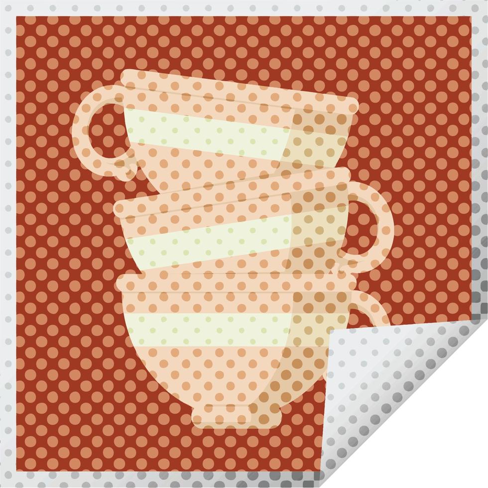 stack of cups graphic vector illustration square sticker