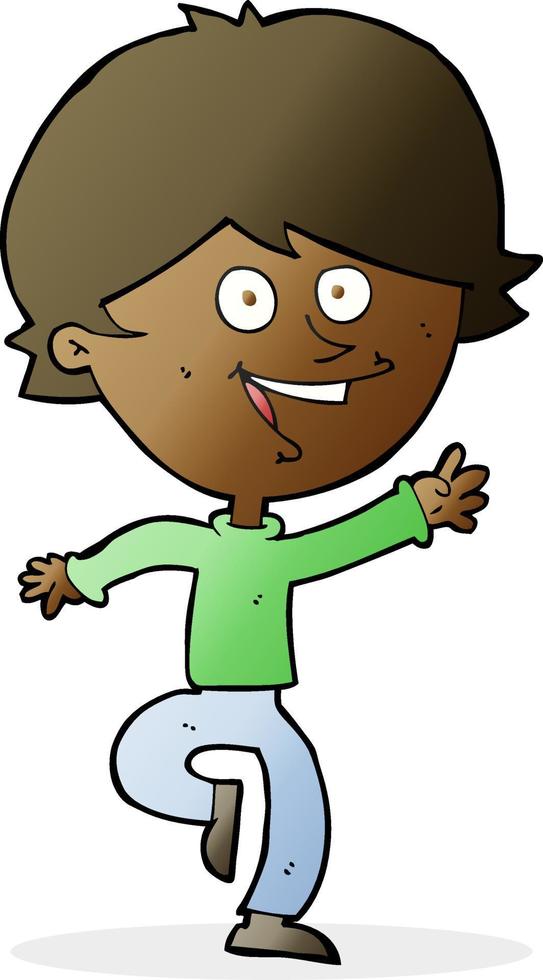cartoon happy waving boy vector