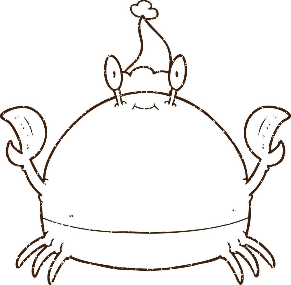 Christmas Crab Charcoal Drawing vector