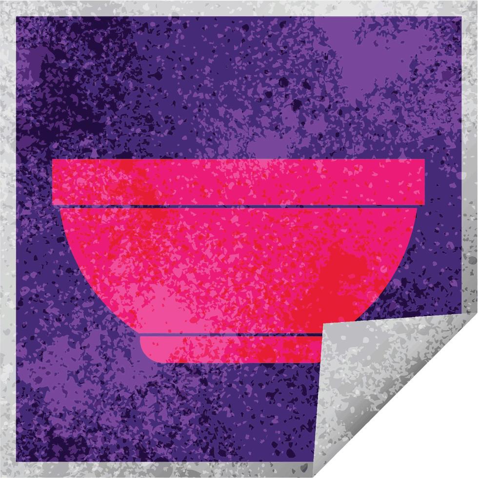 Rice bowl square peeling sticker vector illustration