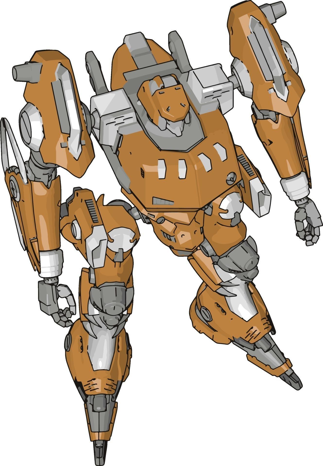 Orange model of robot, illustration, vector on white background