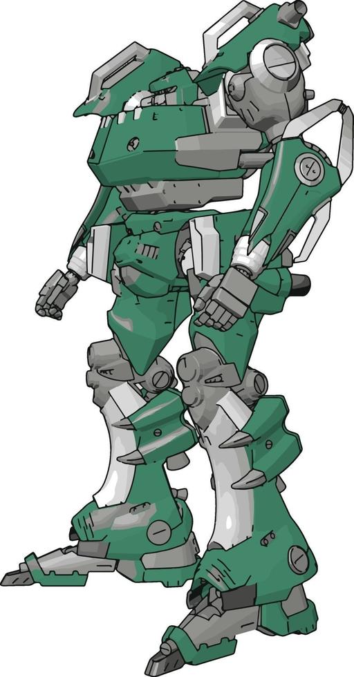 Green model of robot, illustration, vector on white background.