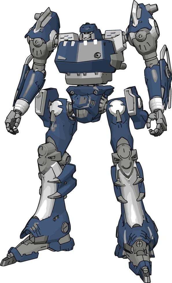 Modelo azul de robot, ilustración, vector sobre fondo blanco.