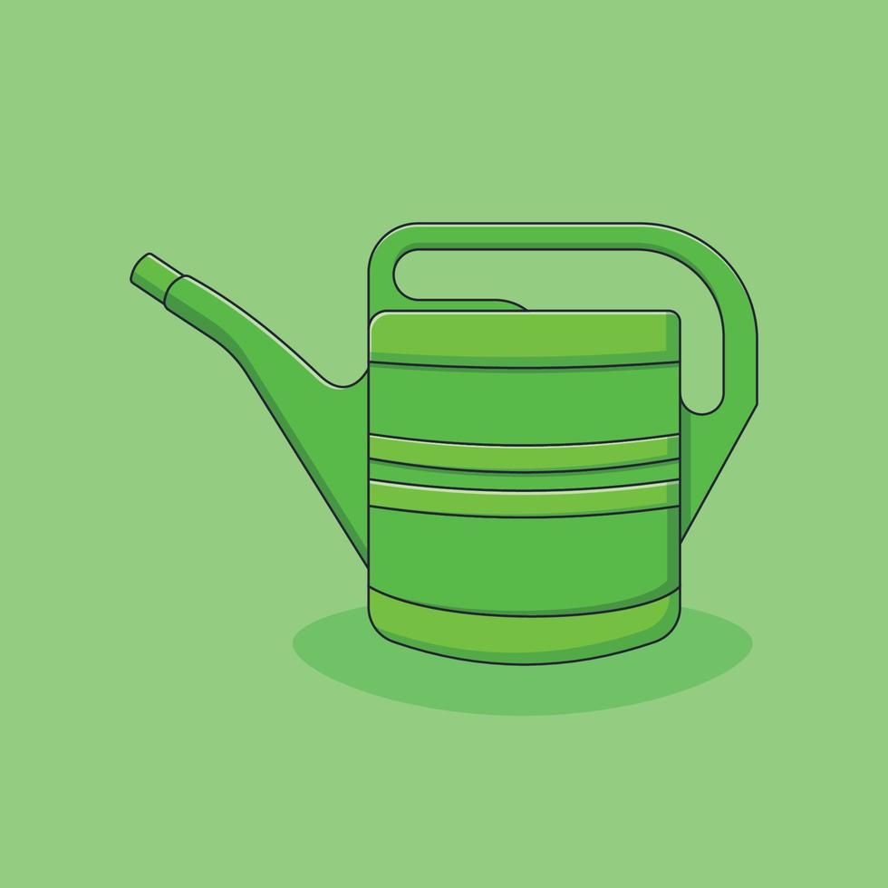 Watering Can Vector Icon Illustration with Outline for Design Element, Clip Art, Web, Landing page, Sticker, Banner. Flat Cartoon Style
