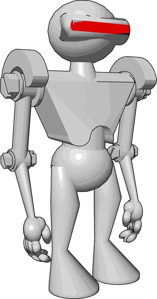 White robot, illustration, vector on white background.