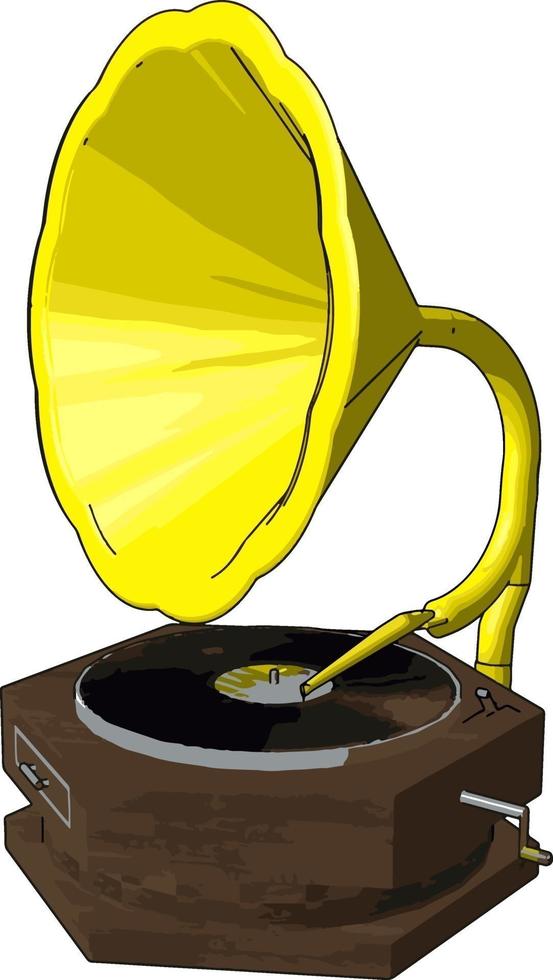 Old retro gramophone, illustration, vector on white background.