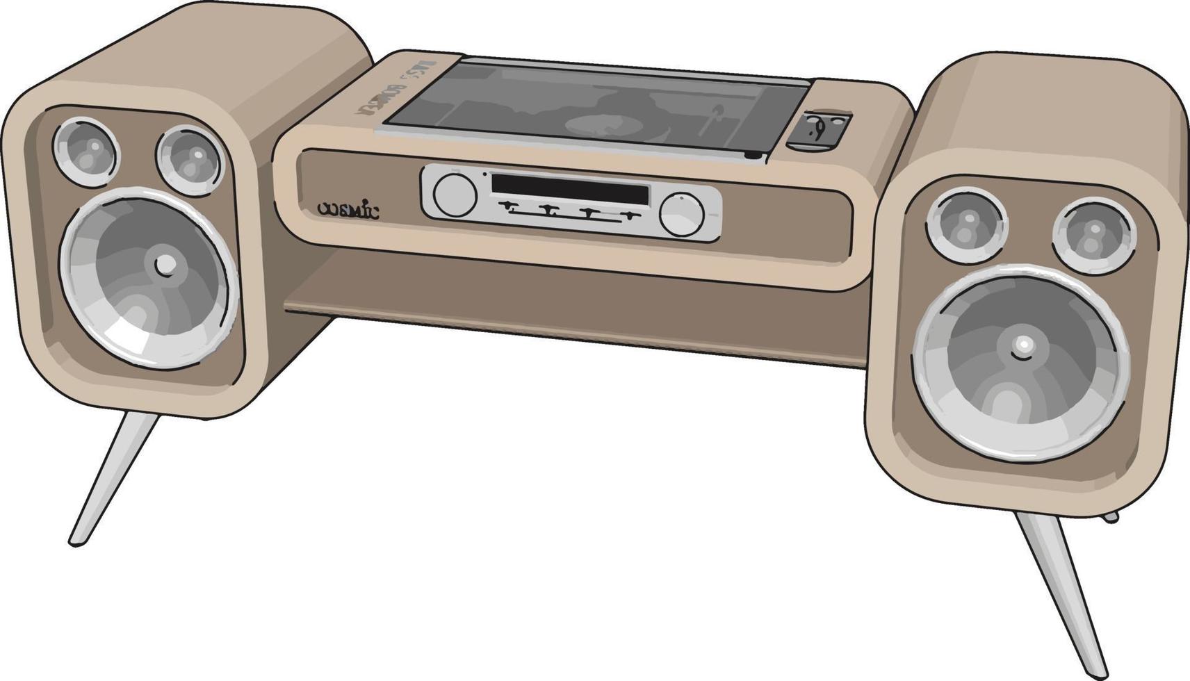 Old sound system, illustration, vector on white background.