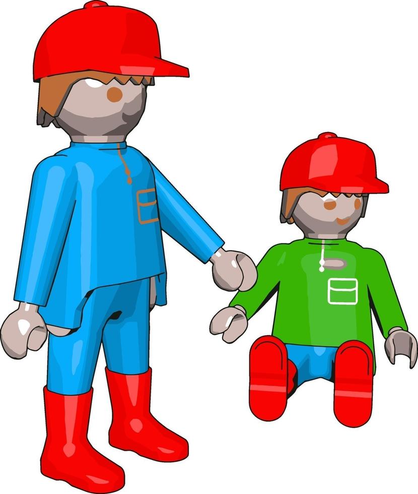 Little People juguetes, ilustración, vector sobre fondo blanco.