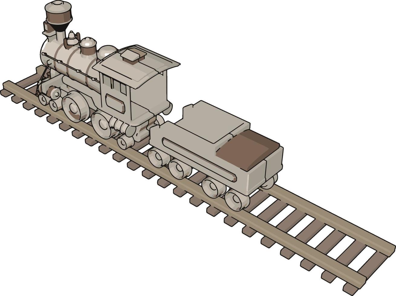 Toy train, illustration, vector on white background.