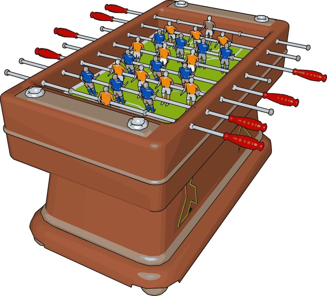 Juguete de futbolín, ilustración, vector sobre fondo blanco.