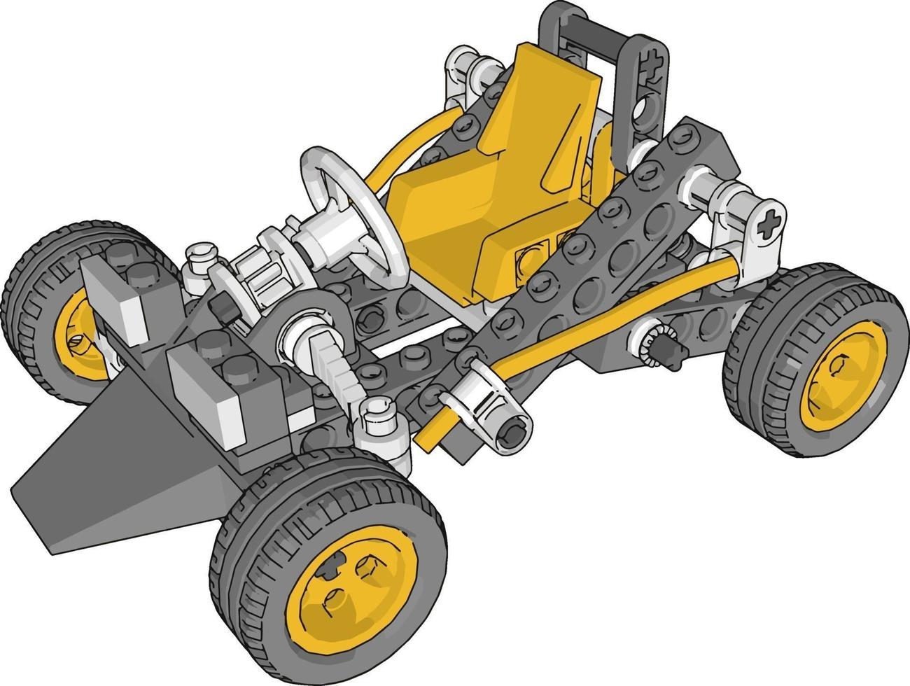 coche amarillo, ilustración, vector sobre fondo blanco.