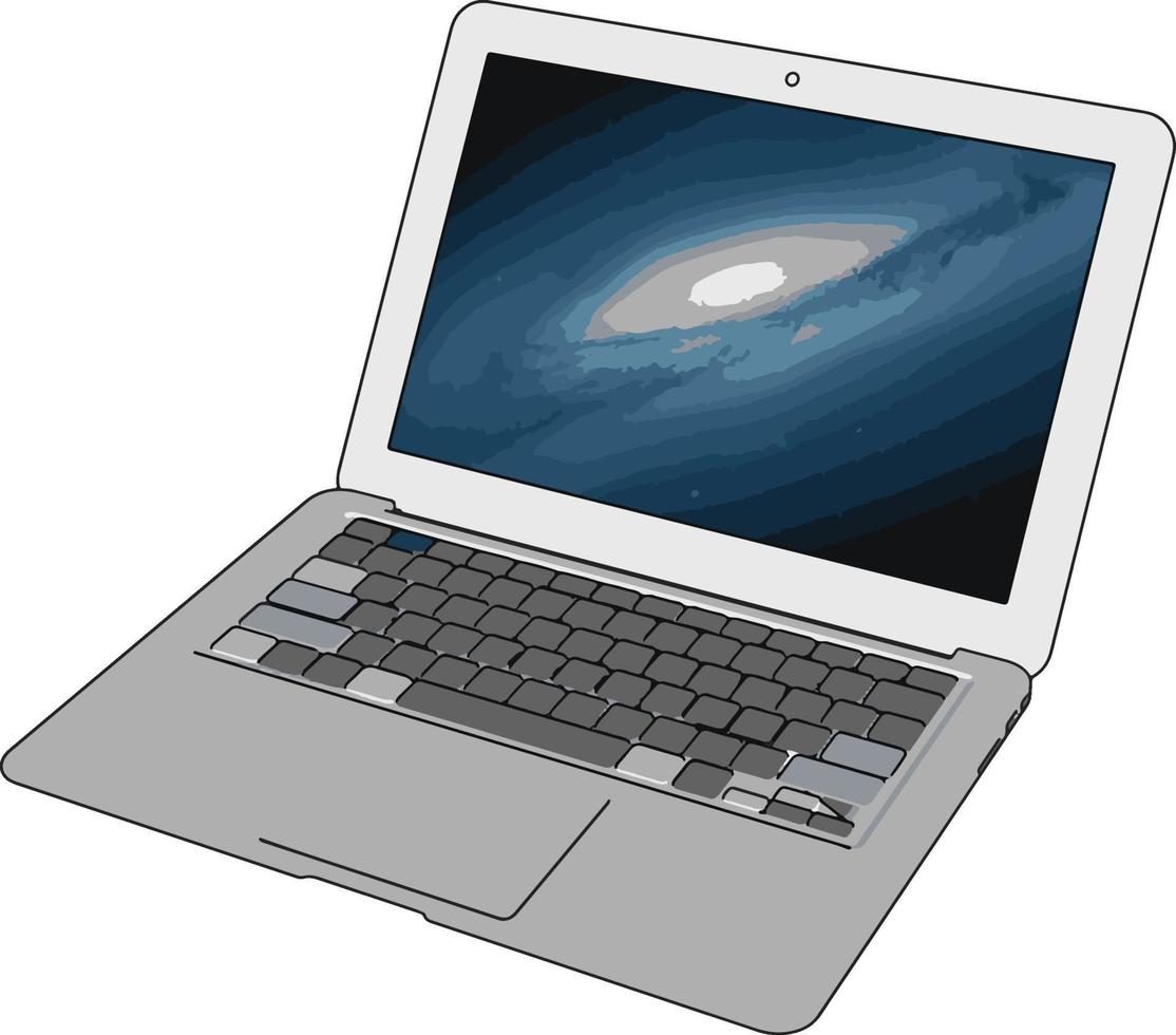 Model of a laptop, illustration, vector on white background.
