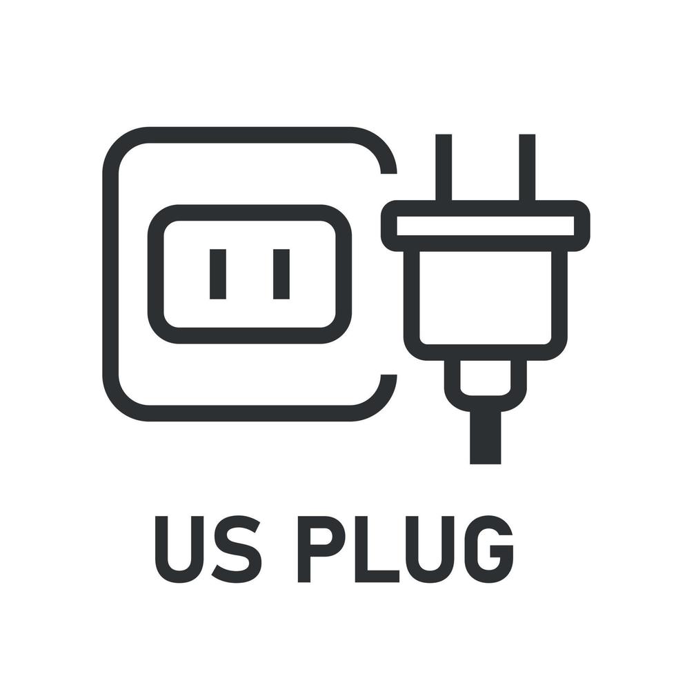 US Plug line icon. Socket power informational sign. Electric plug. Vector illustration