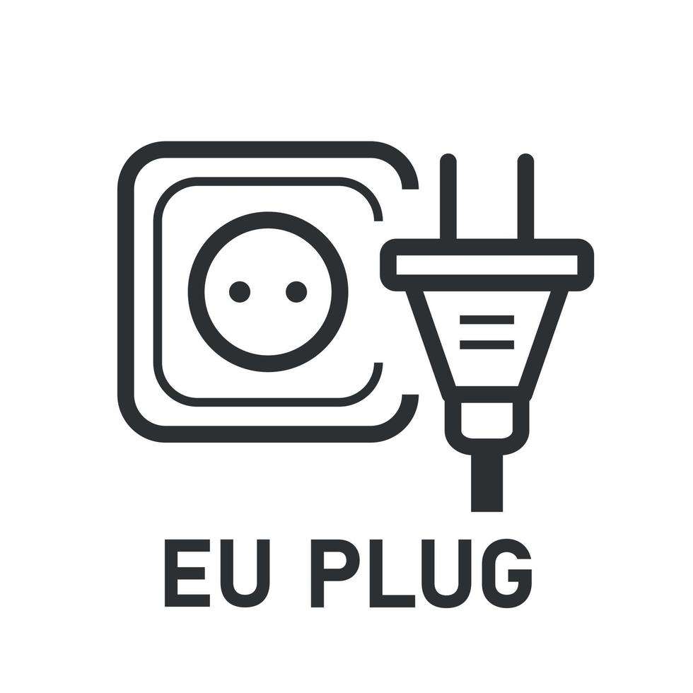 icono de línea de enchufe de la UE. señal informativa de la toma de corriente. Enchufe electrico. ilustración vectorial vector