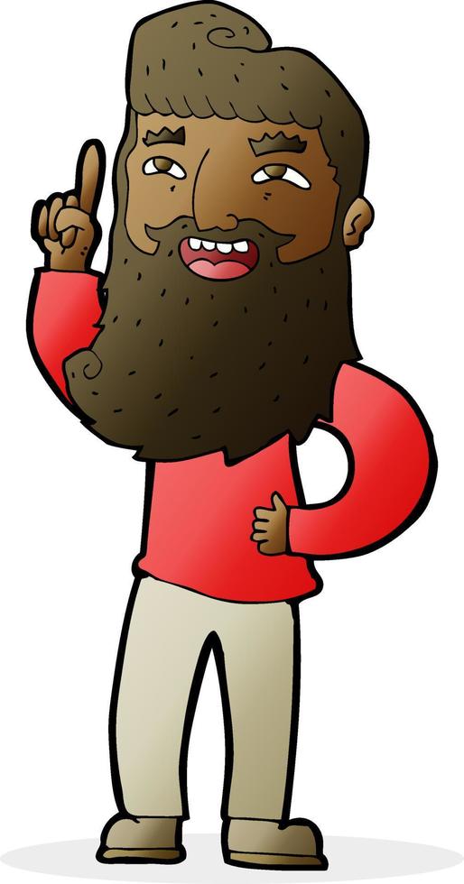 cartoon happy bearded man with idea vector