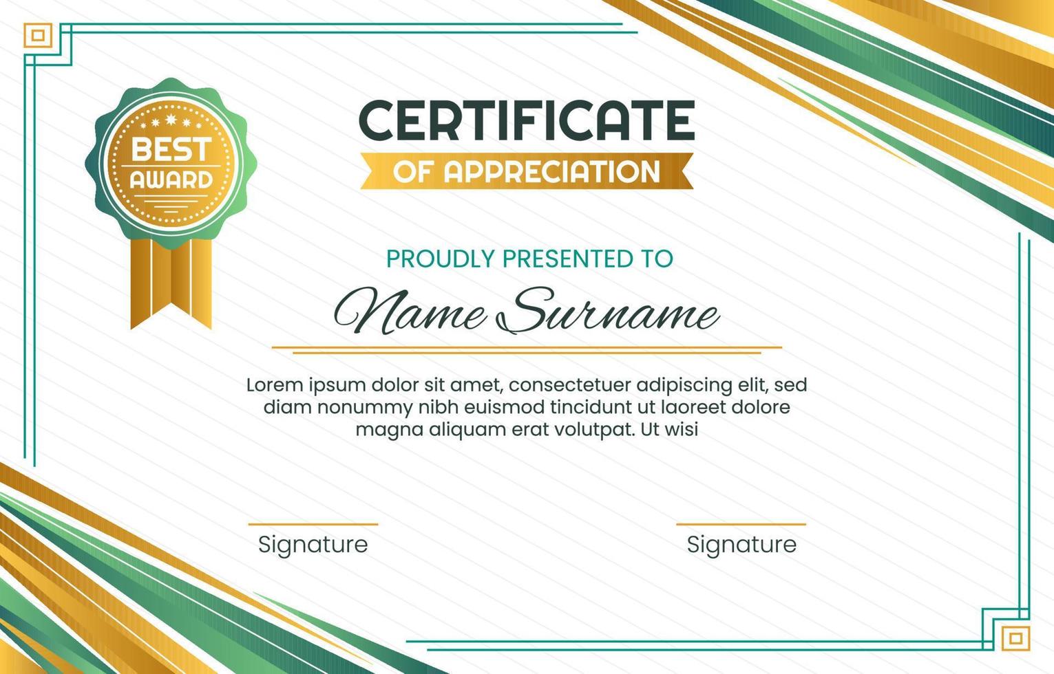 Certificate of Appreciation Background with Placeholder Text vector