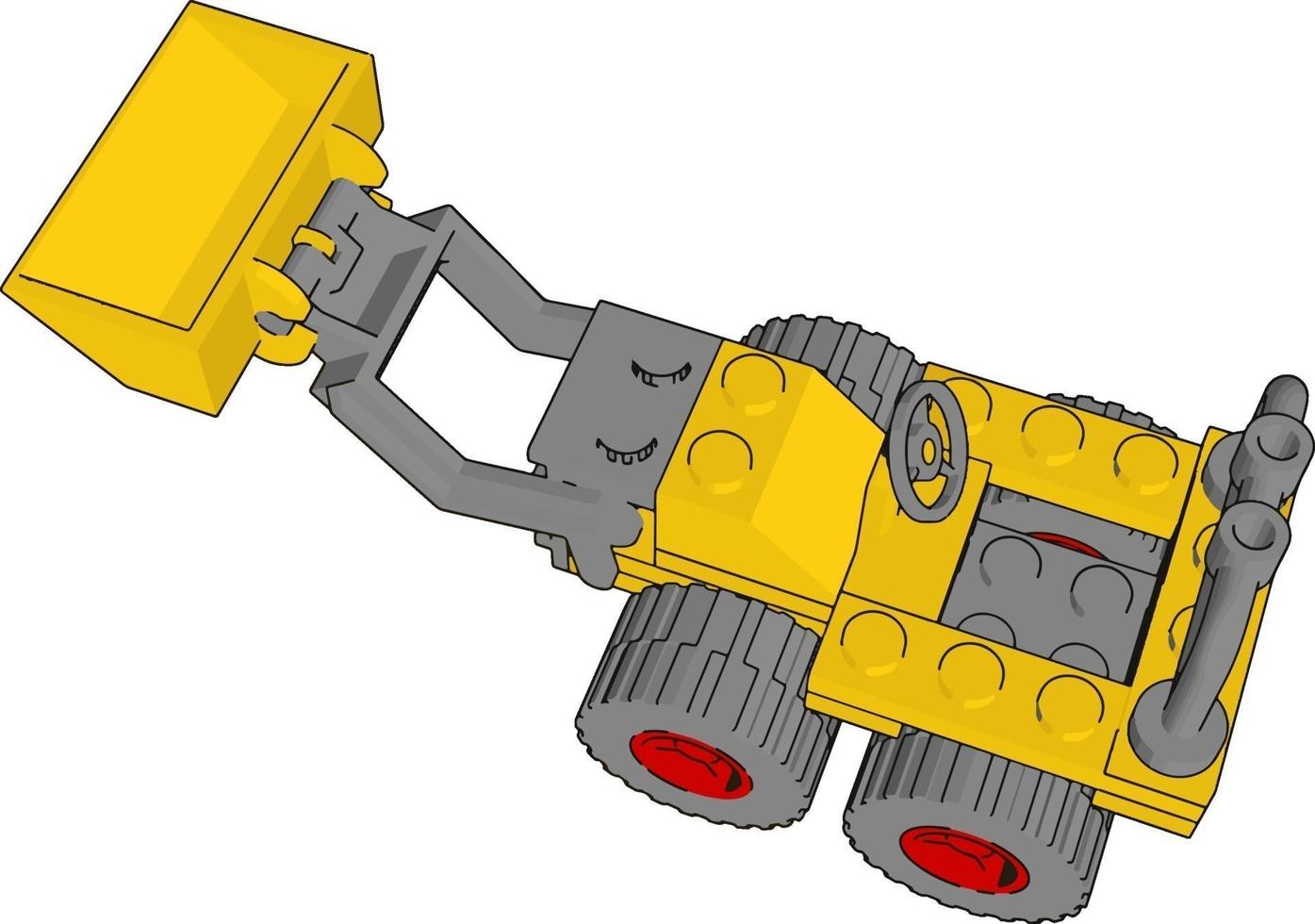 Yellow excavator, illustration, vector on white background.