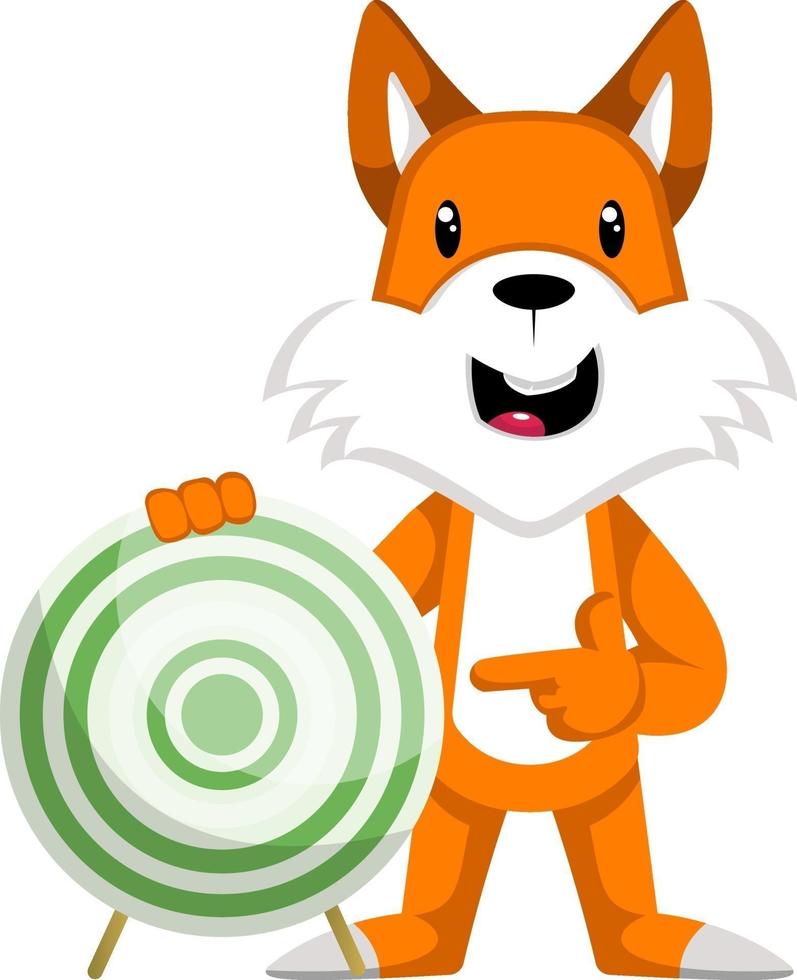 Fox with target, illustration, vector on white background.