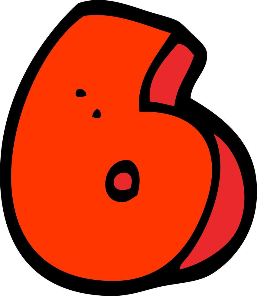 hand drawn doodle style cartoon number six vector
