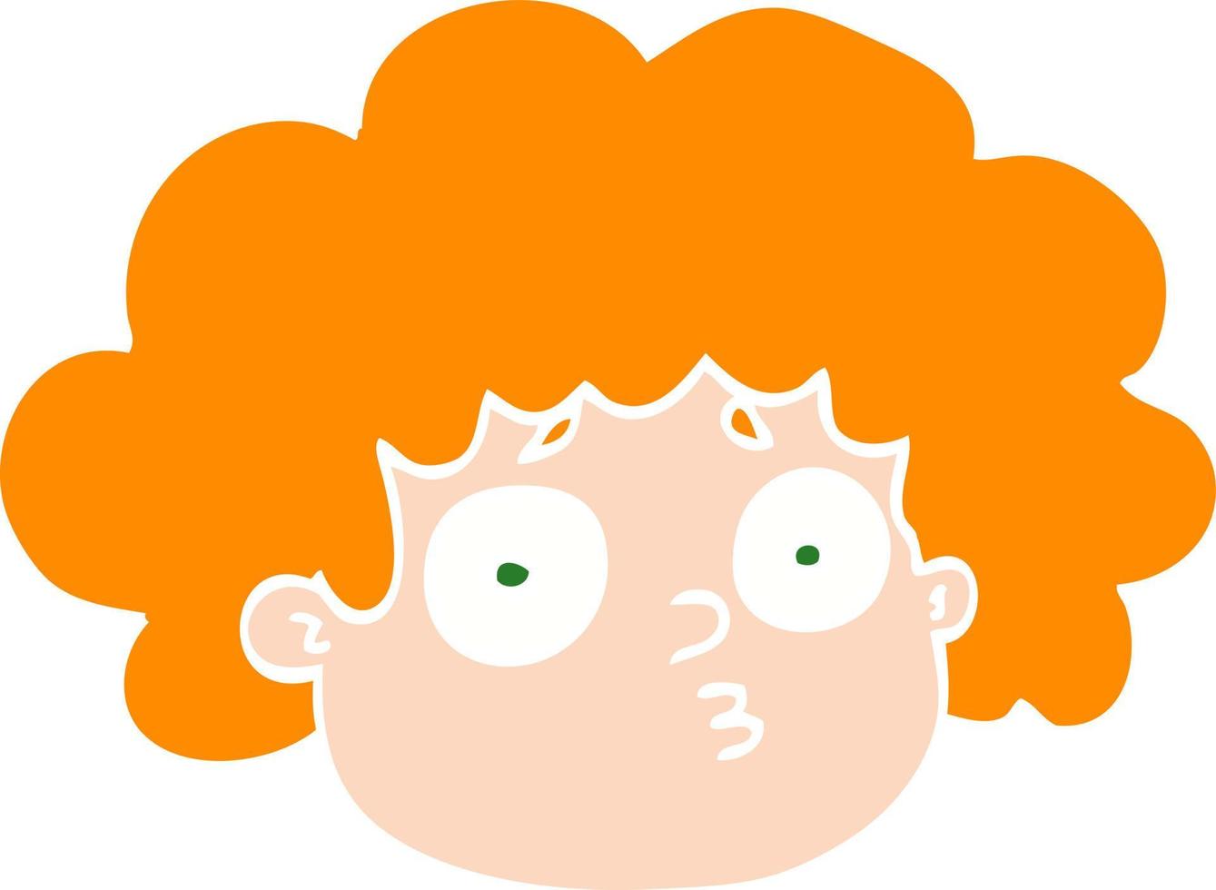 flat color illustration cartoon big hair boy vector