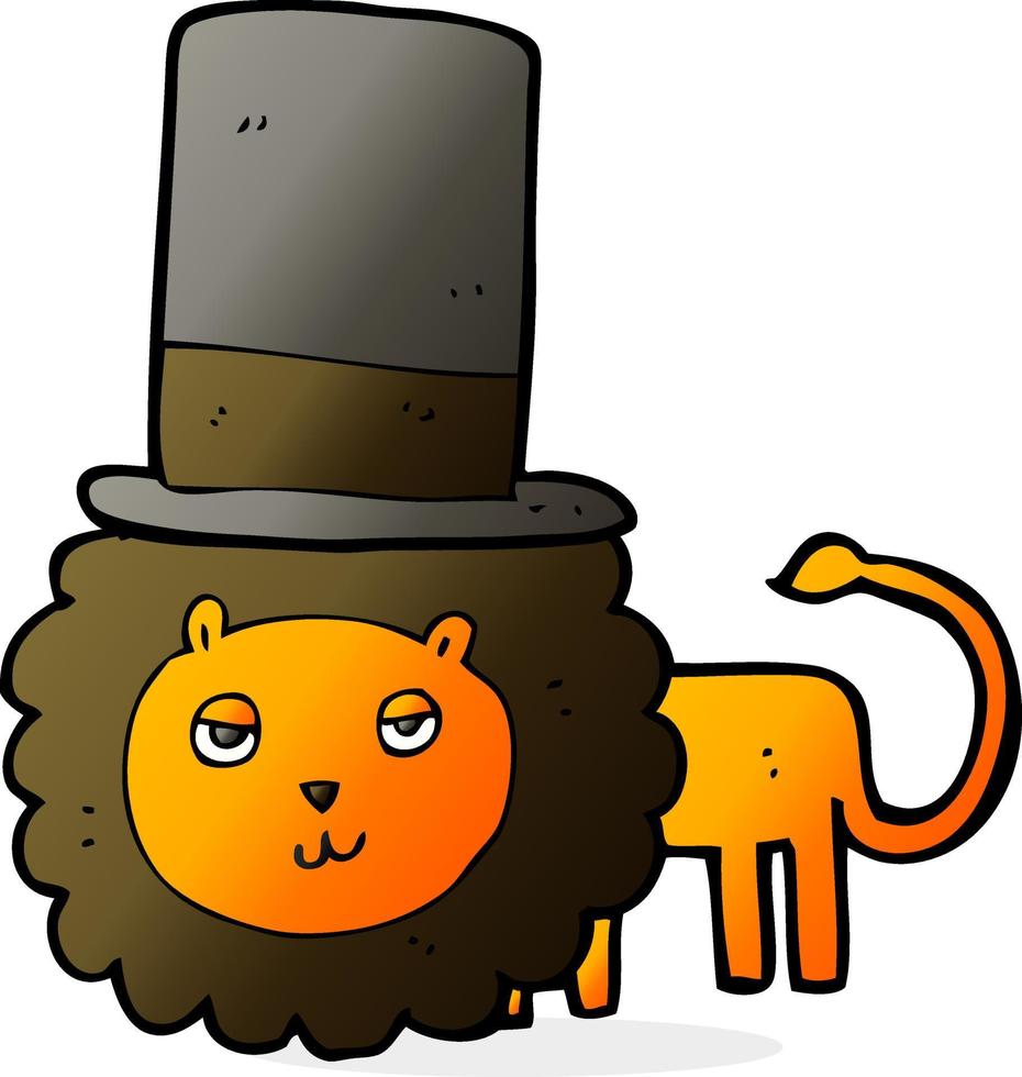cartoon lion in top hat vector