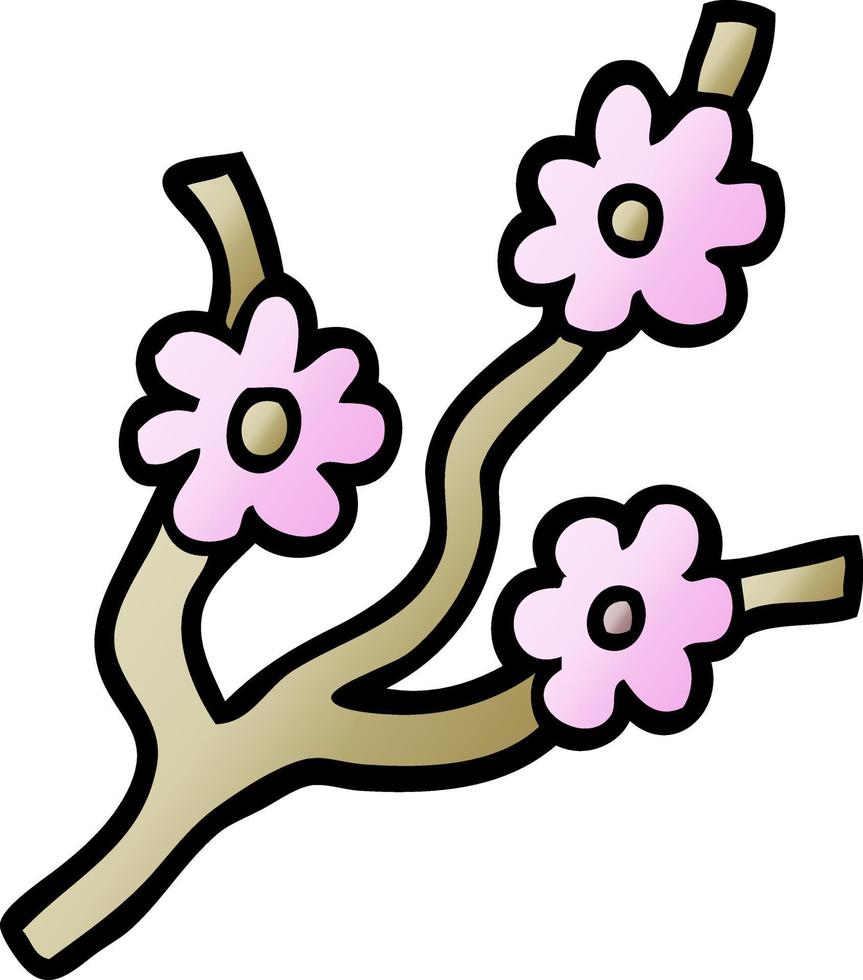 vector gradient illustration cartoon branches with flowers