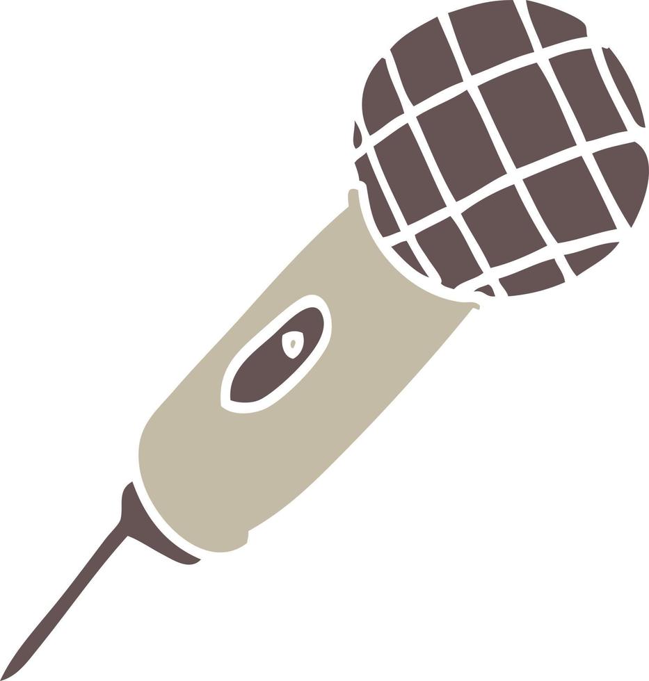 flat color illustration cartoon microphone vector