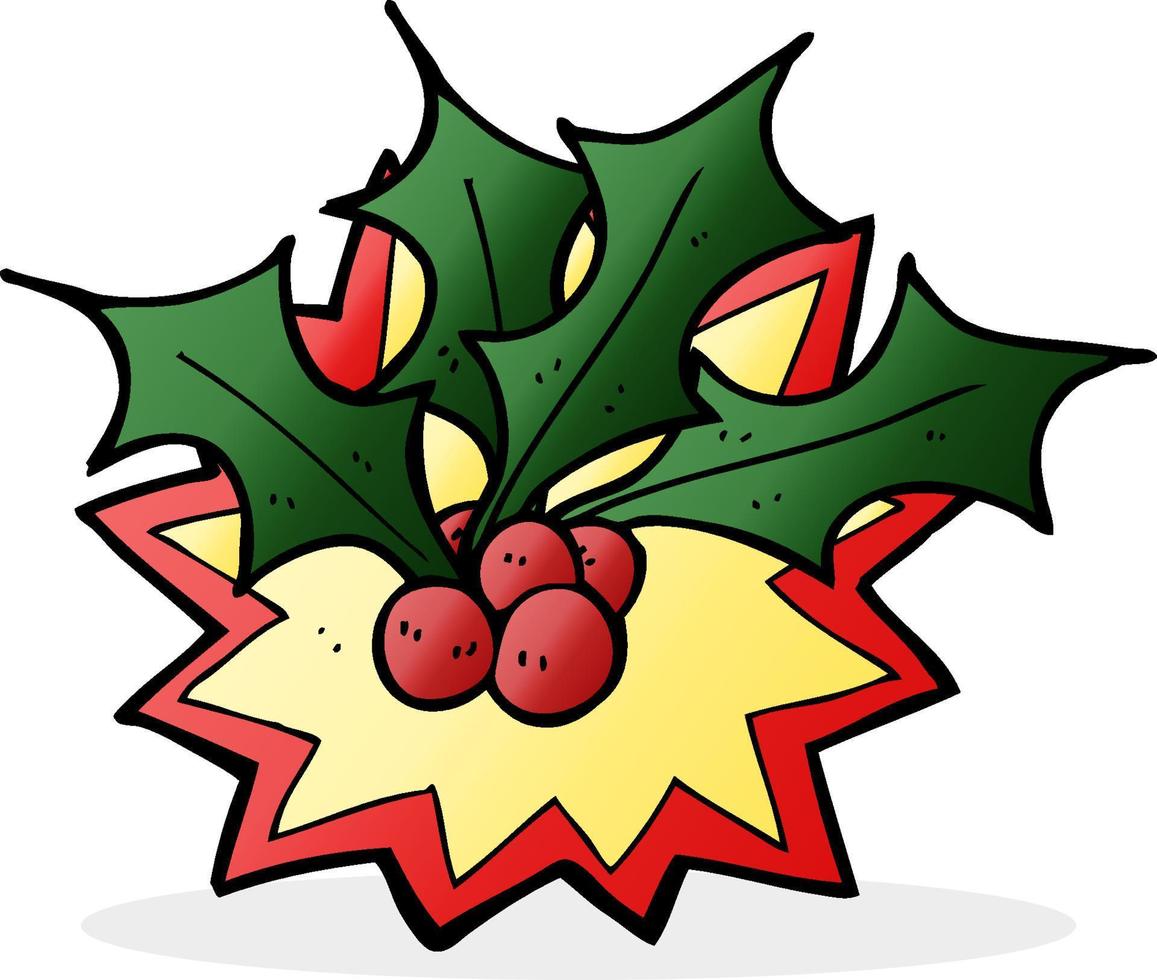 acebo de navidad de dibujos animados vector