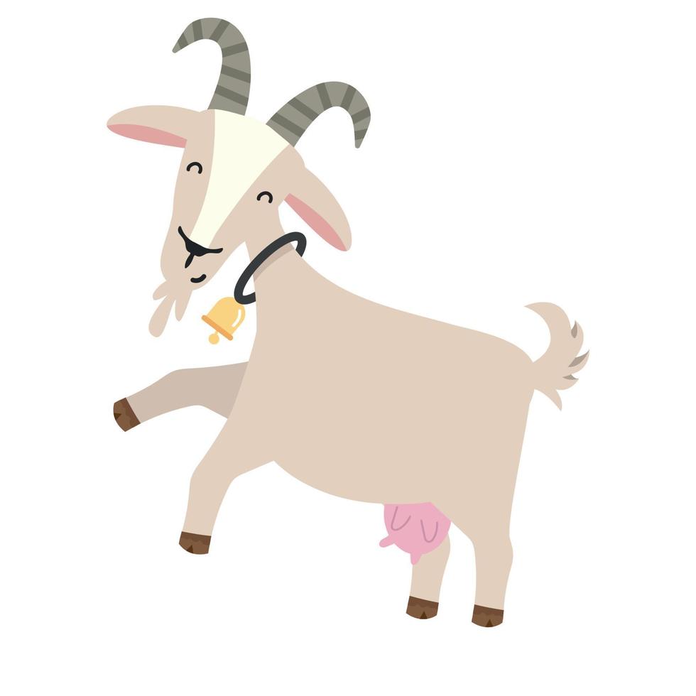 cute goat flat cartoon character vector