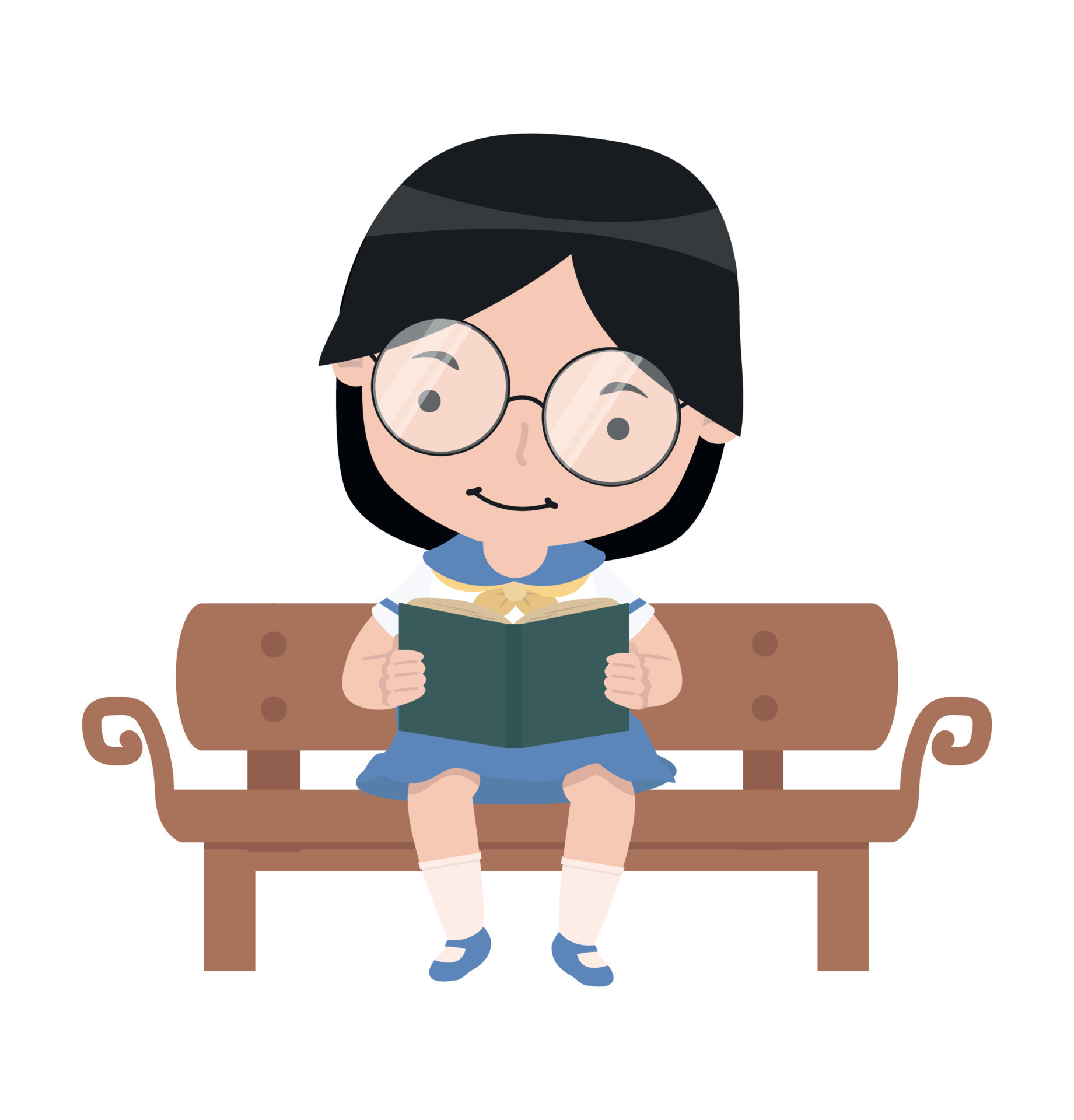Girl sit on Bench to reading book 12266122 Vector Art at Vecteezy