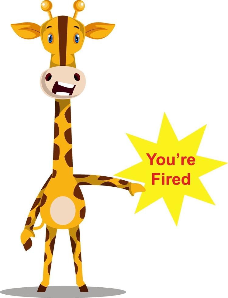 Giraffe fired someone, illustration, vector on white background.