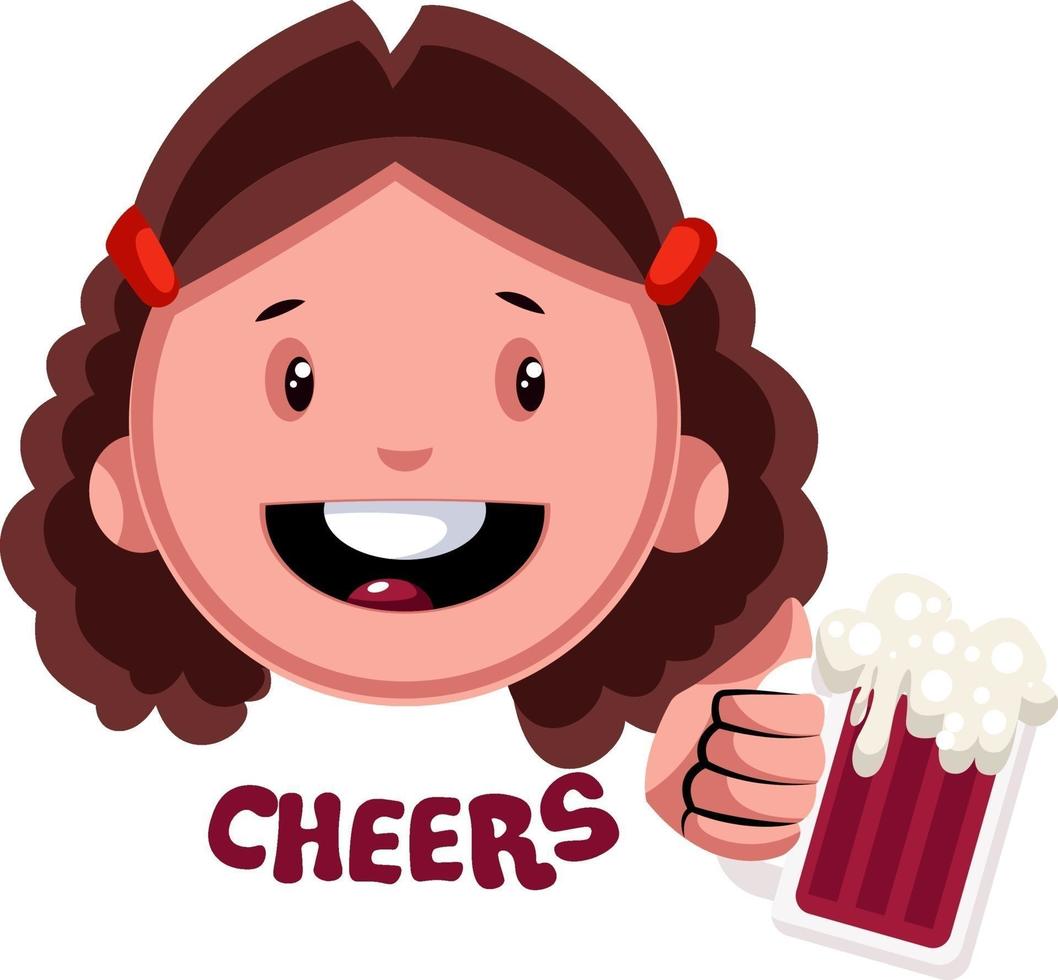 Girl with beer, illustration, vector on white background.