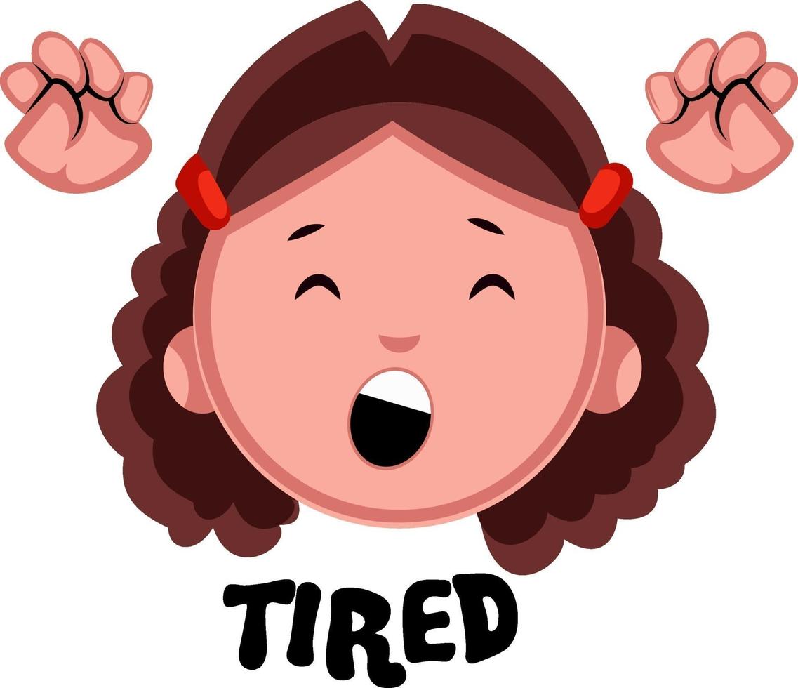Tired girl, illustration, vector on white background.