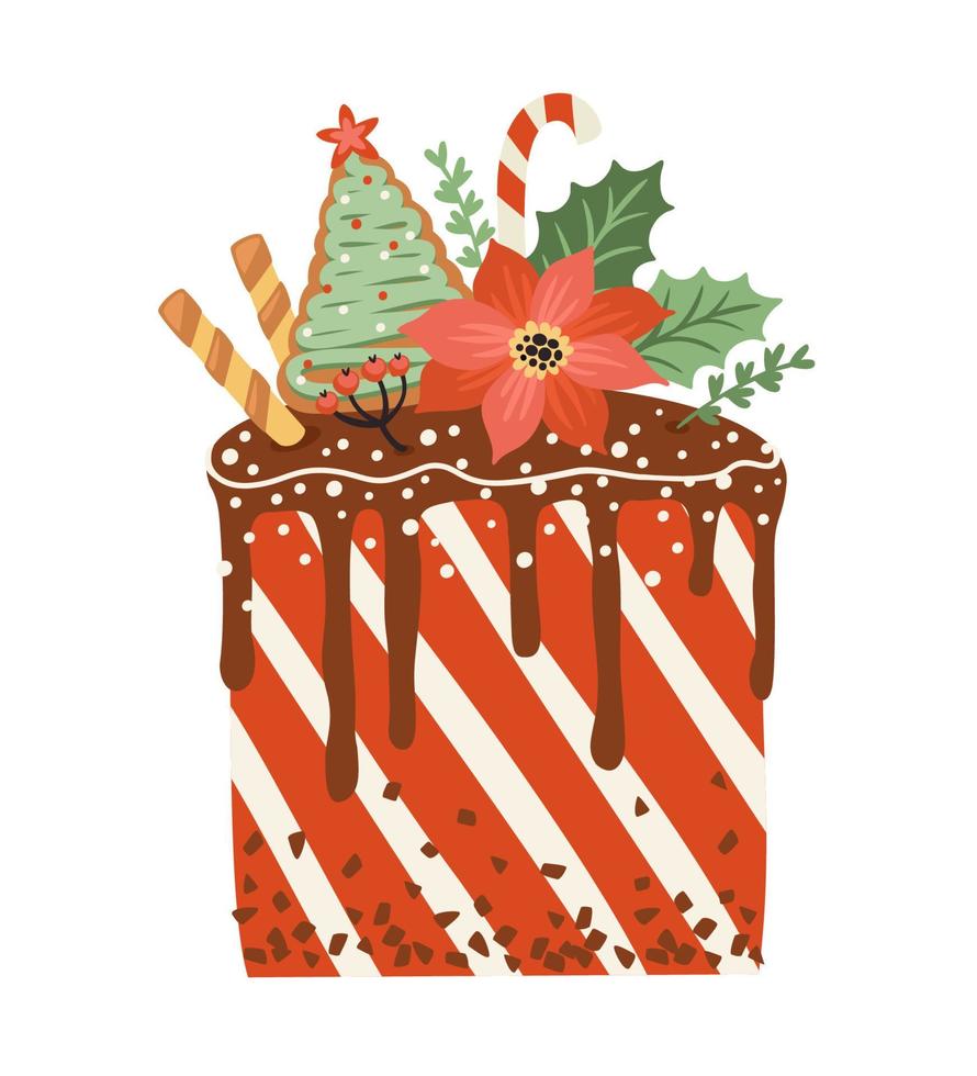 Christmas and Happy New Year sweet. Isolated illustration. Vector design element.