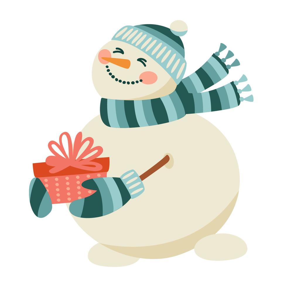 Cute Christmas snowman. Isolated illustration. Element design. vector