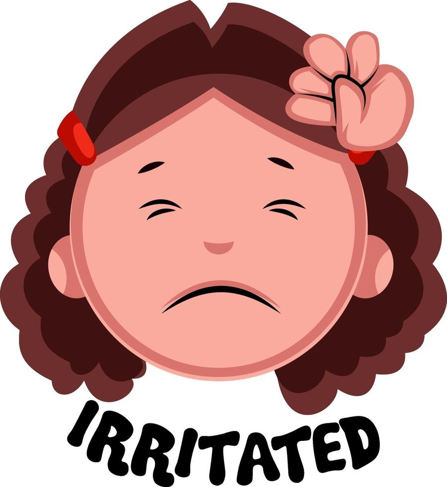 niña irritada, ilustración, vector sobre fondo blanco.