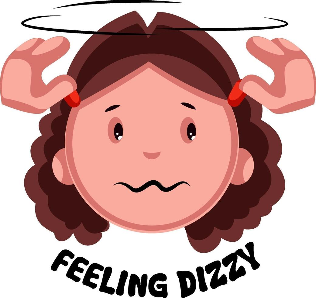 Girl feeling dizzy, illustration, vector on white background.