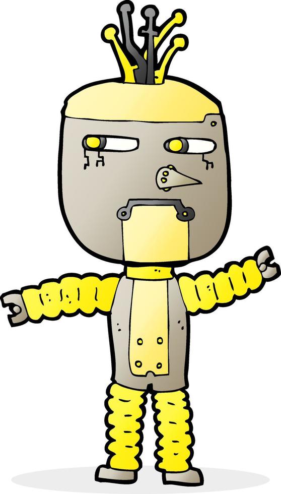 cartoon waving robot vector