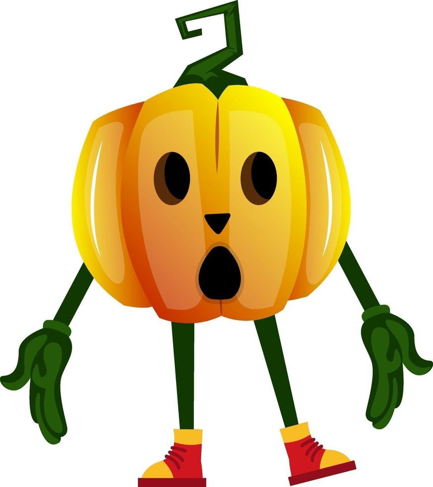 Confused pumpkin, illustration, vector on white background.