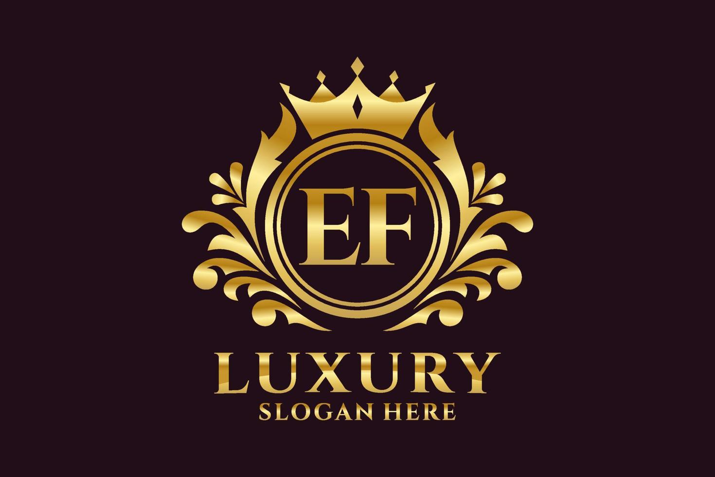 Initial EF Letter Royal Luxury Logo template in vector art for luxurious branding projects and other vector illustration.