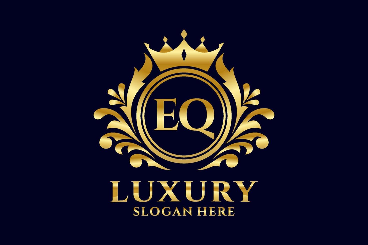 Initial EQ Letter Royal Luxury Logo template in vector art for luxurious branding projects and other vector illustration.