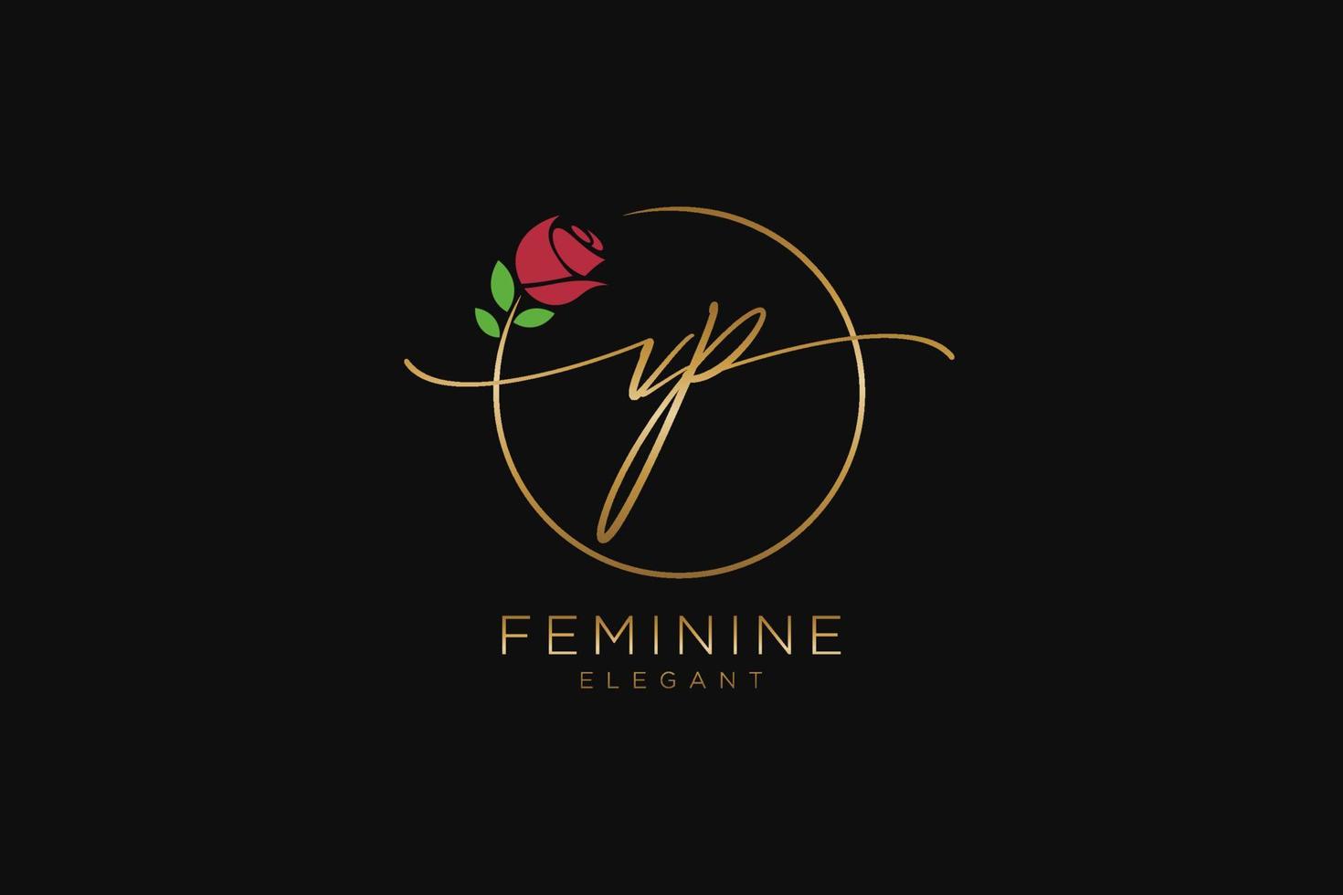initial VP Feminine logo beauty monogram and elegant logo design, handwriting logo of initial signature, wedding, fashion, floral and botanical with creative template. vector