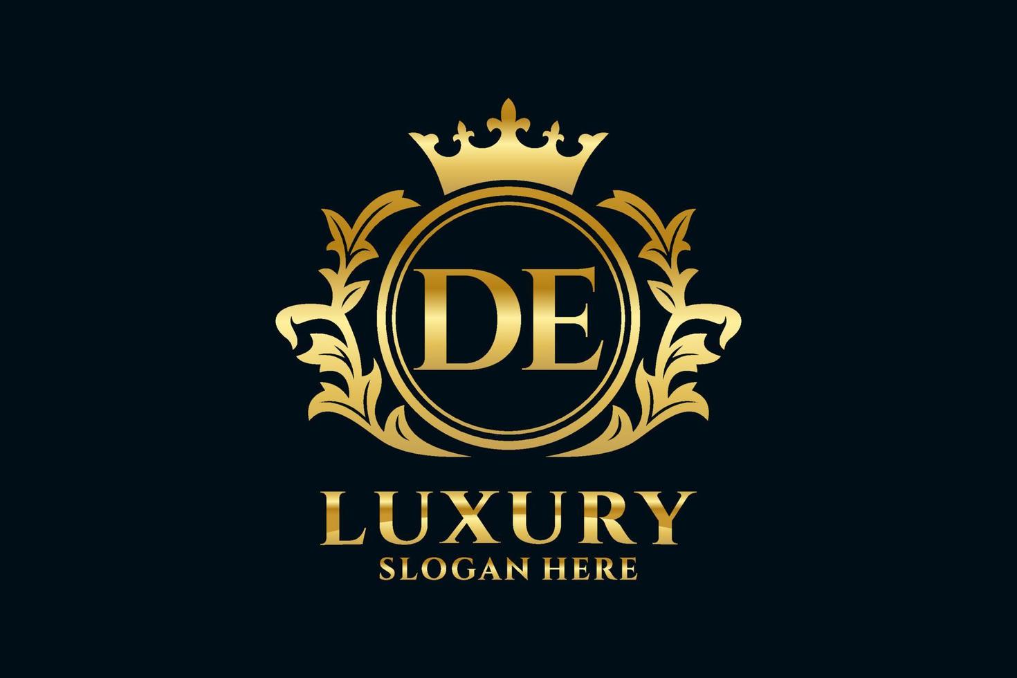 Initial DE Letter Royal Luxury Logo template in vector art for luxurious branding projects and other vector illustration.