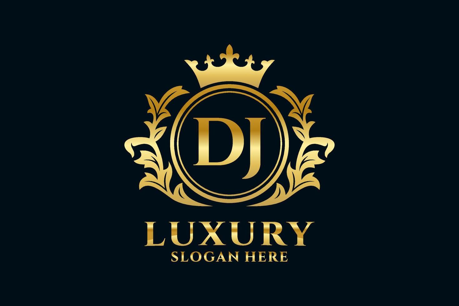 Initial DJ Letter Royal Luxury Logo template in vector art for luxurious branding projects and other vector illustration.