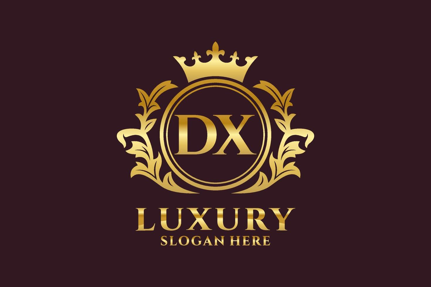 Initial DX Letter Royal Luxury Logo template in vector art for luxurious branding projects and other vector illustration.