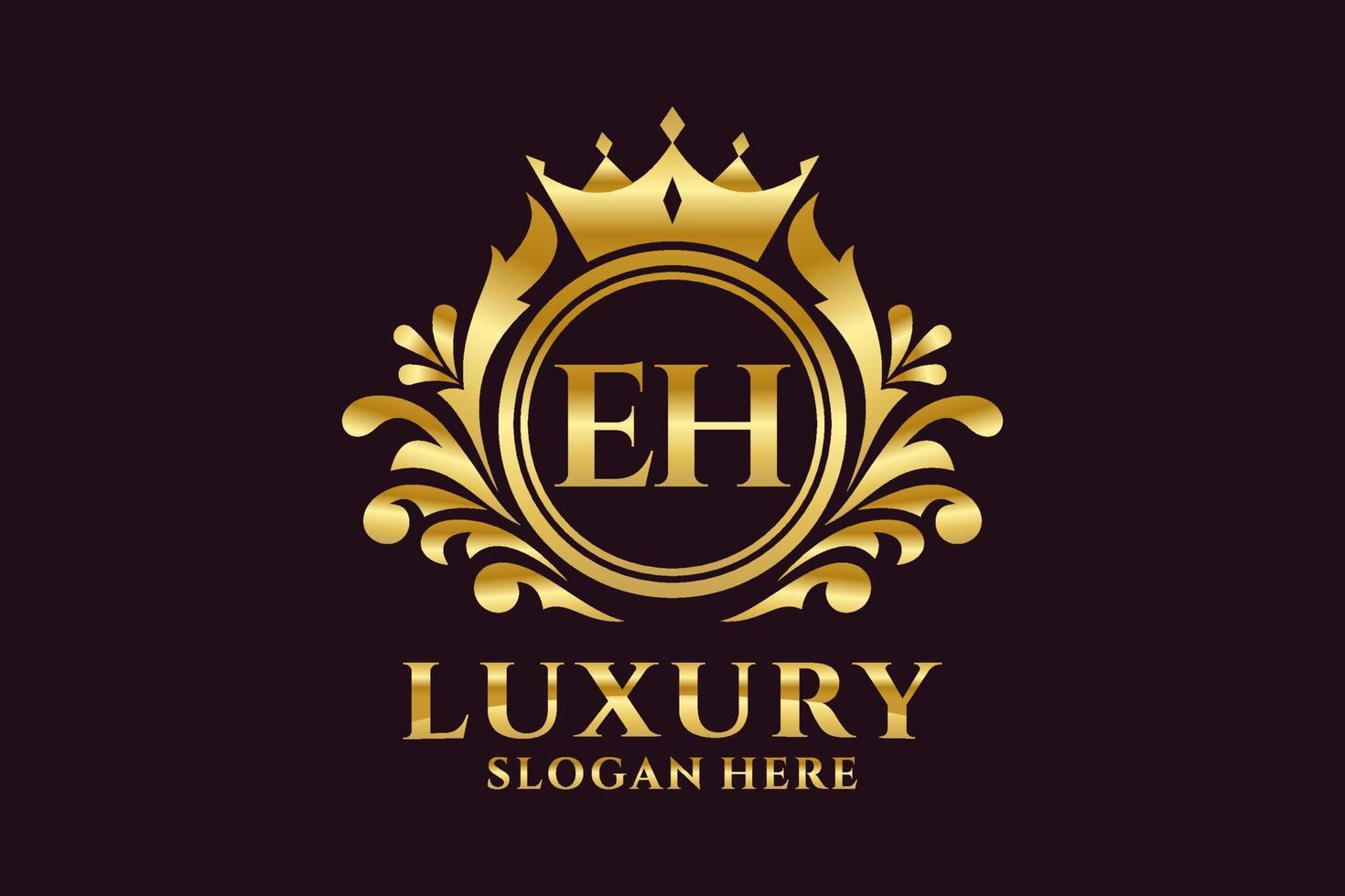 Initial EH Letter Royal Luxury Logo template in vector art for luxurious branding projects and other vector illustration.