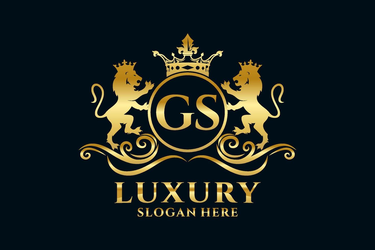 Initial GS Letter Lion Royal Luxury Logo template in vector art for luxurious branding projects and other vector illustration.