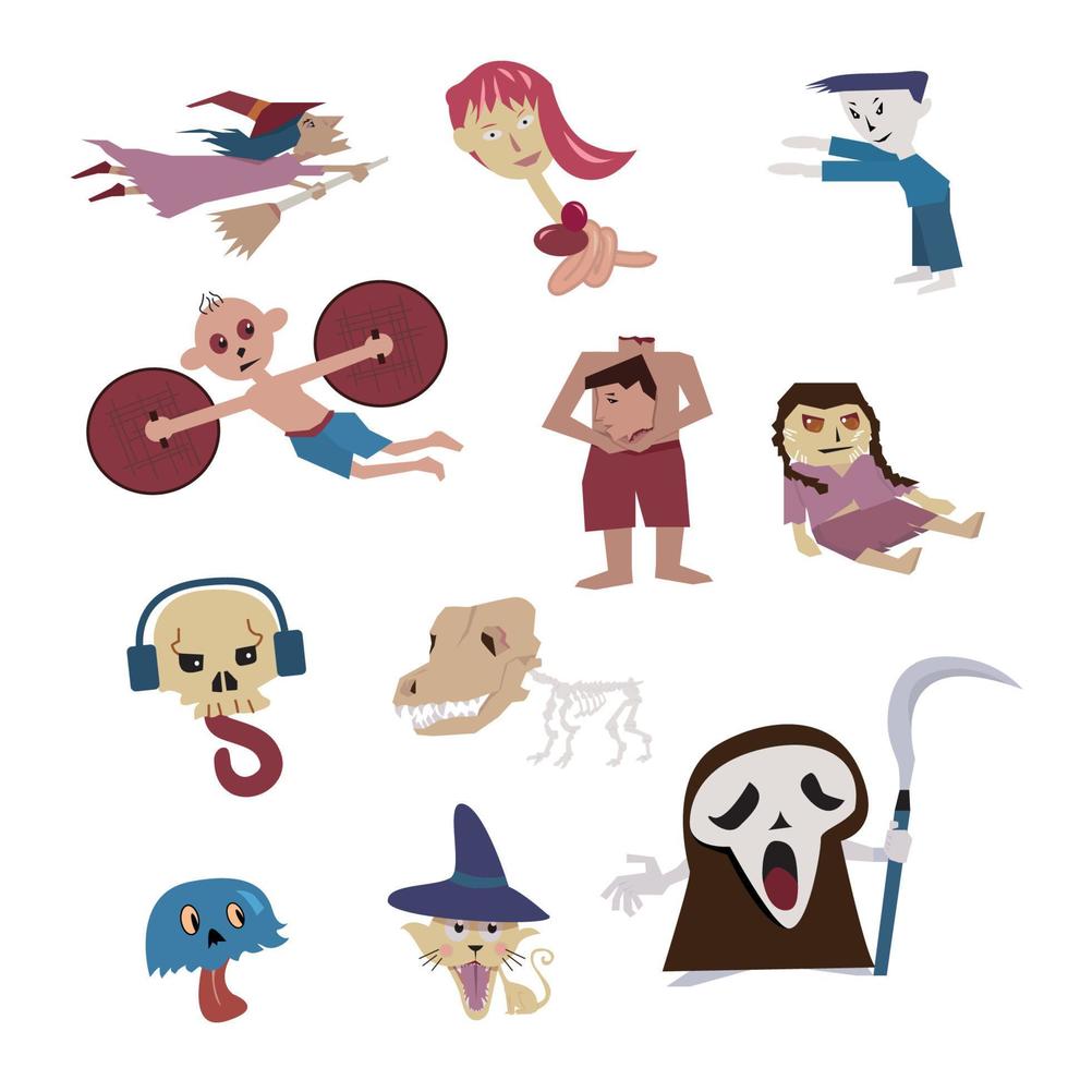 conjunto de personajes de halloween, fantasmas de muchas culturas vector