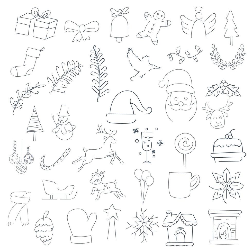 Christmas doodle elements. vector